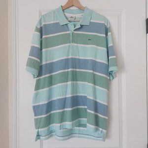 Lacoste Polo Green/Blue Striped Size 7